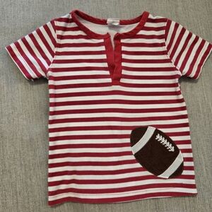 Ricrac & Ruffles Toddler Boys 3T Shirt Football Decal Red Striped